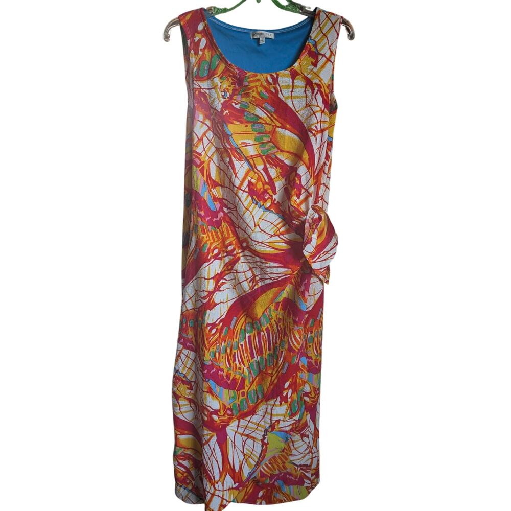 Vintage Y2K Robbie Bee Wrap Sarong Maxi Dress Orange Red Hawaiian